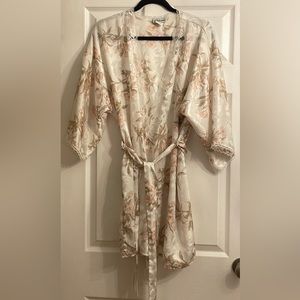 Vintage French Maid Floral Robe with Lace Trim, sz M